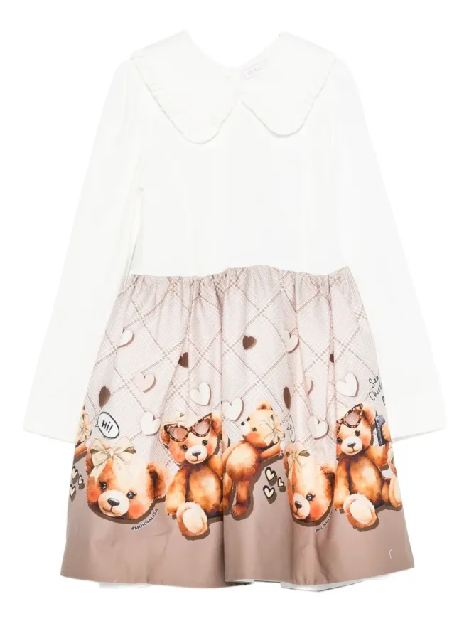 Monnalisa Monnalisa ピーターパンカラー テディベア柄 ドレスの商品画像