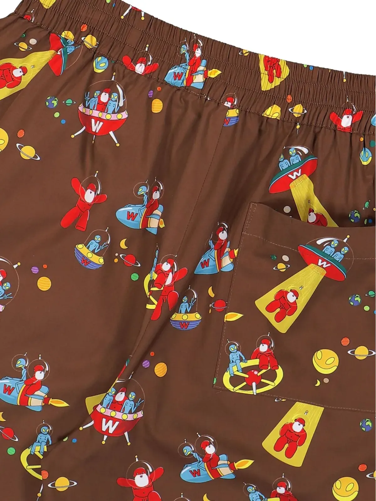 Walter Van Beirendonck alien-print elastic-waistband shorts - Brown - 画像4