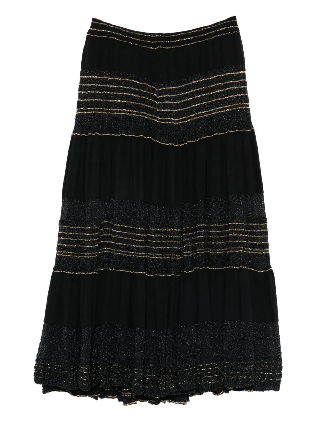 CHANEL Pre-Owned 2001 striped tiered skirt - Black - 画像2