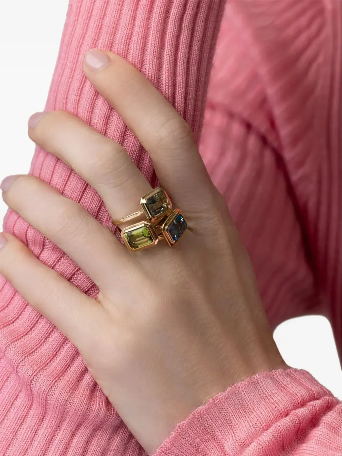 Goshwara 18K イエローゴールド グリーン プラシオライト リング - 画像2