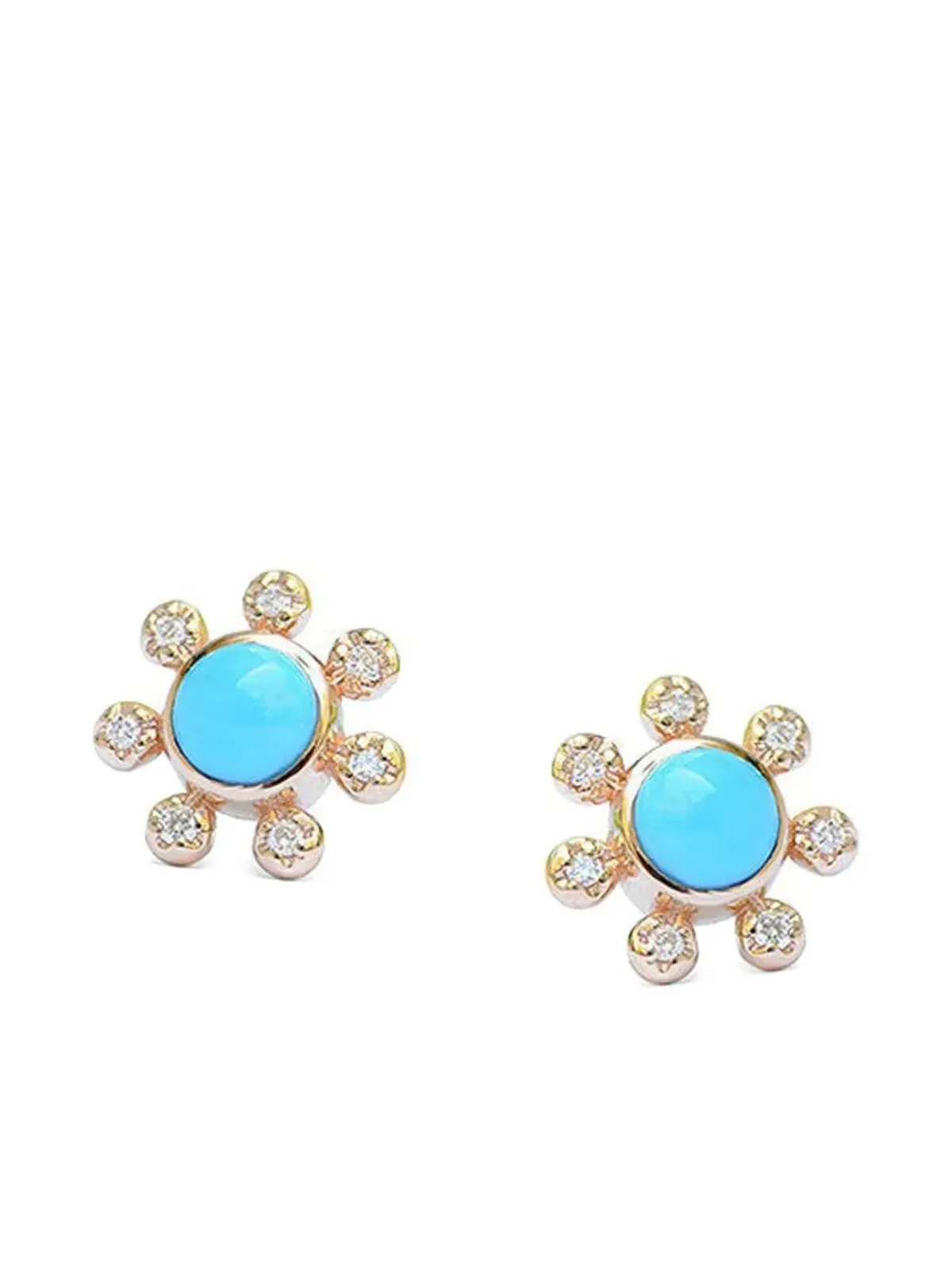 Anzie 14K イエローゴールド ターコイズ Dew Drop Etoile スタッドピアス - 画像1