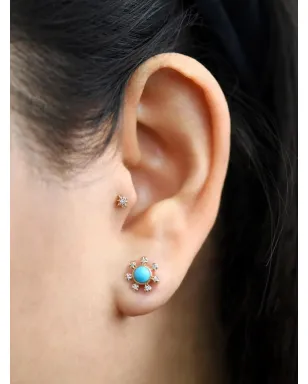 Anzie 14K イエローゴールド ターコイズ Dew Drop Etoile スタッドピアス - サムネイル2