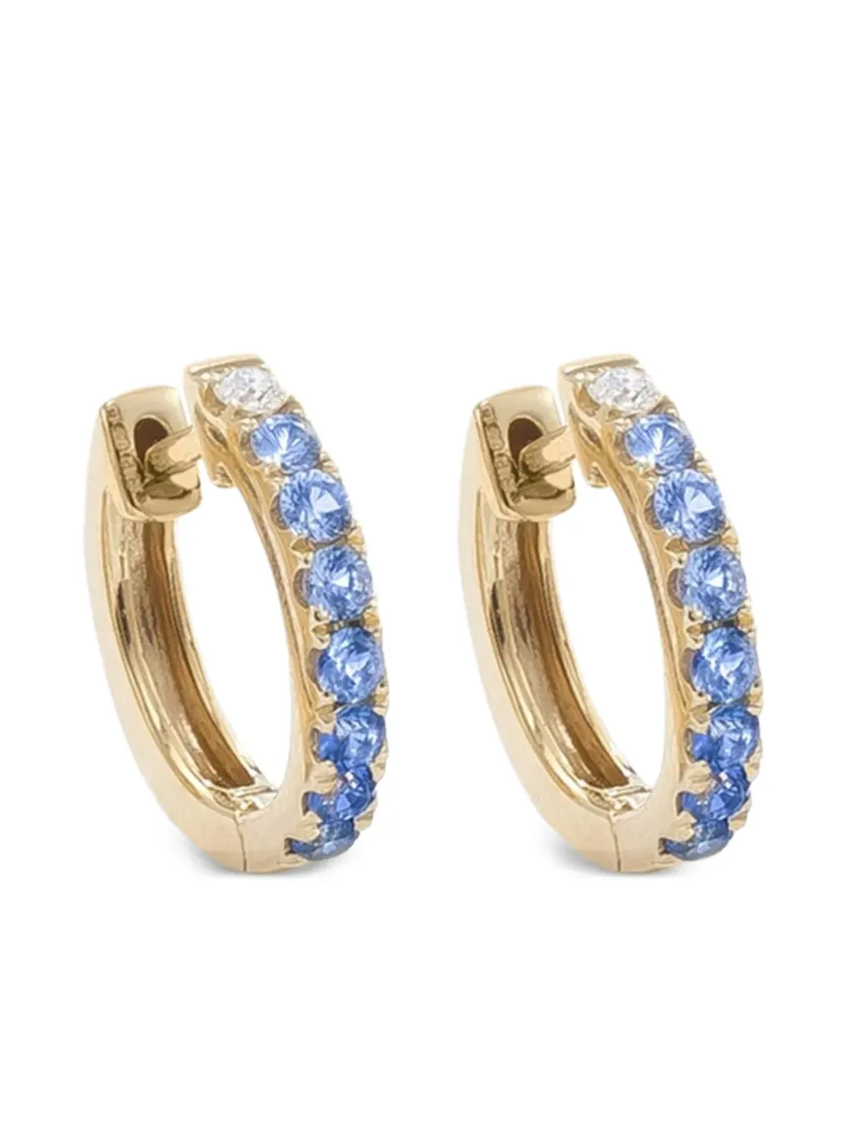 ROBINSON PELHAM 14K yellow gold blue sapphire and diamond hoop earrings - 画像1