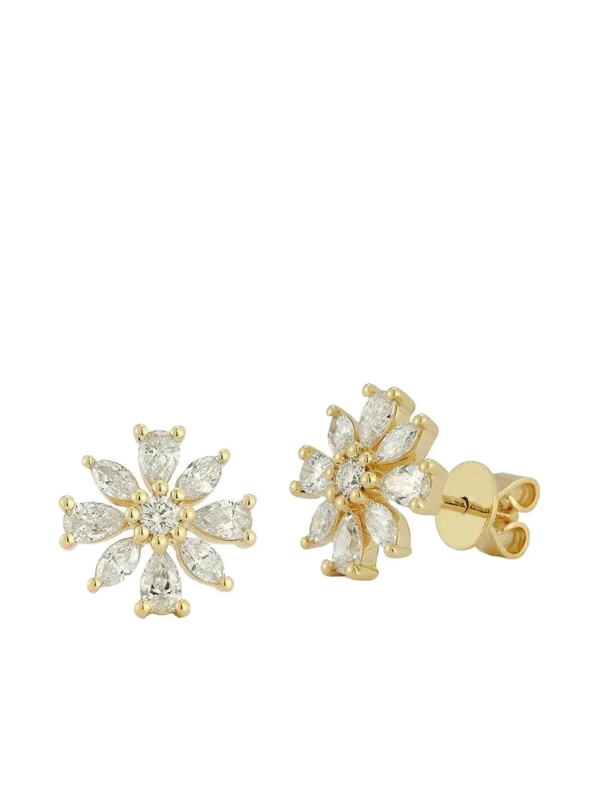 Dana Rebecca Designs 14K イエローゴールド ダイヤモンド Alexa Jordyn フラワー スタッドピアス - 画像2
