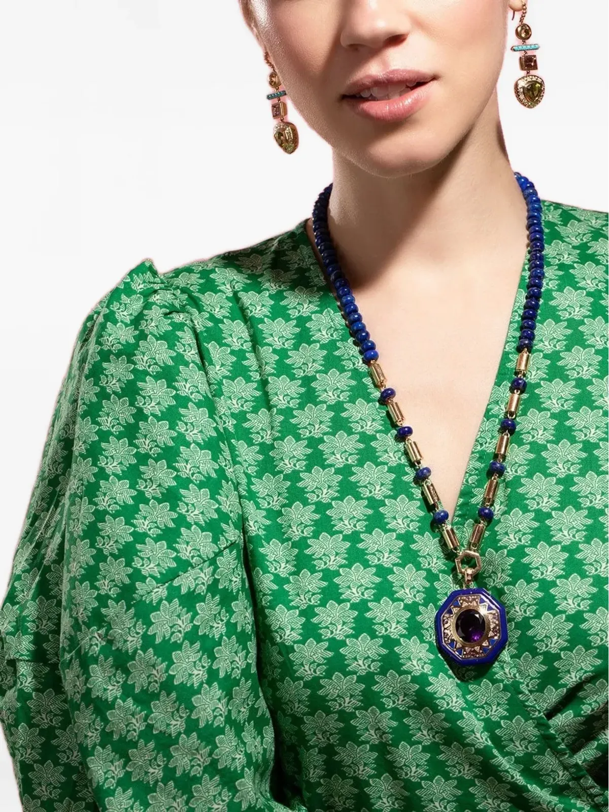 Harwell Godfrey 18kt yellow gold beaded Lapis Lazuli necklace - 画像2