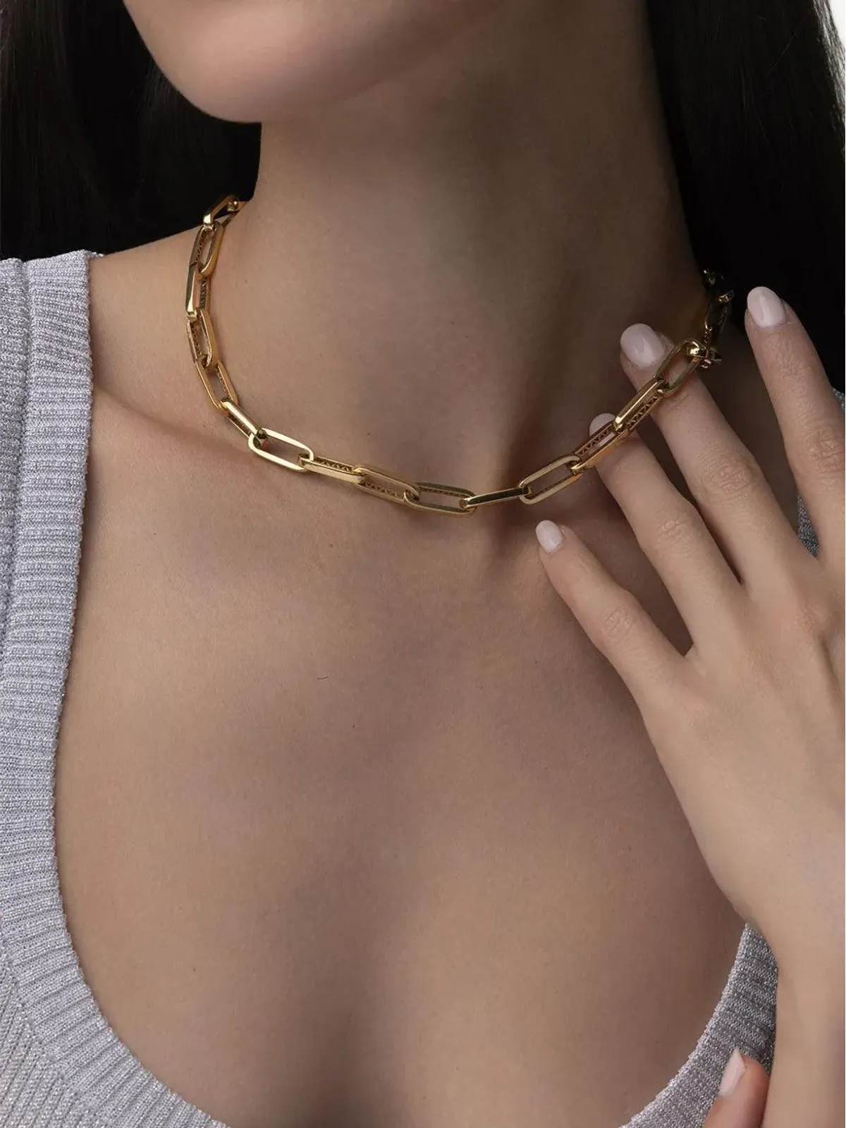 Bizzotto Gioielli 18ktイエローゴールド リンクペーパークリップネックレス - 画像4
