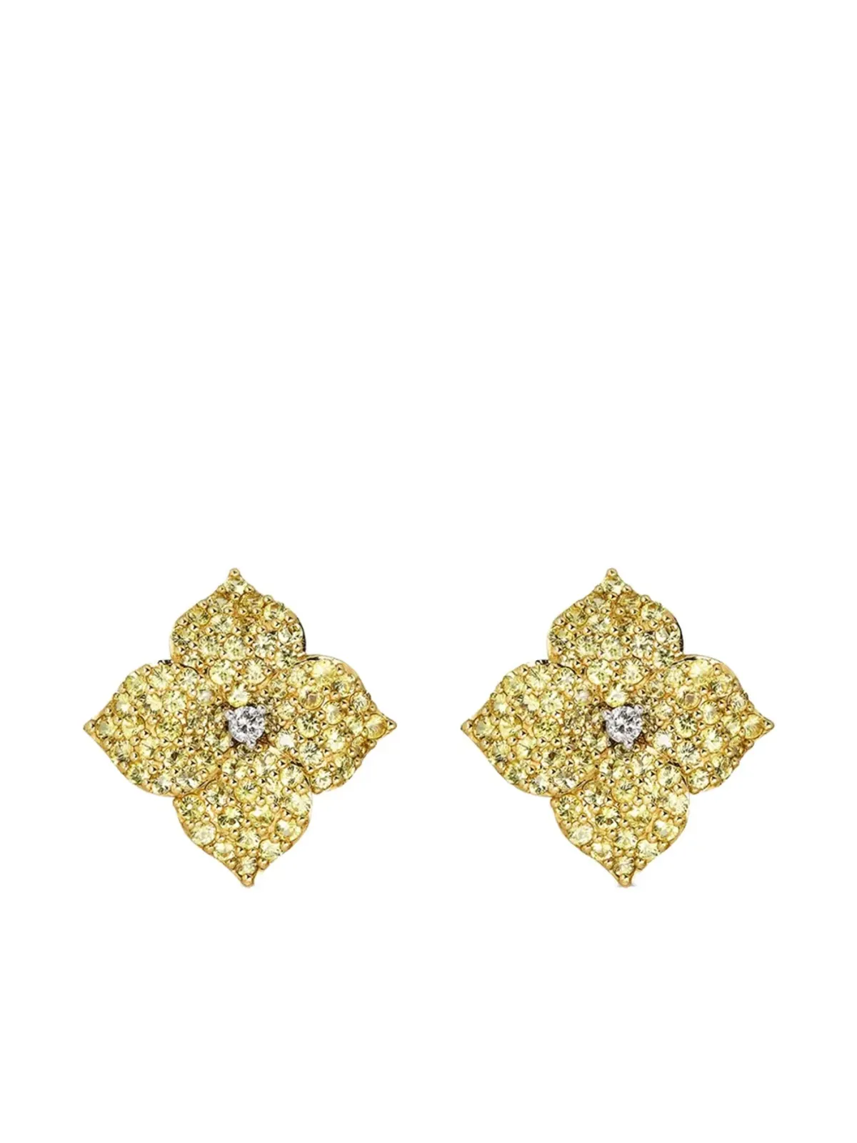 Piranesi 18K イエローゴールド 大型 Fiore サファイア イヤリング - 画像1