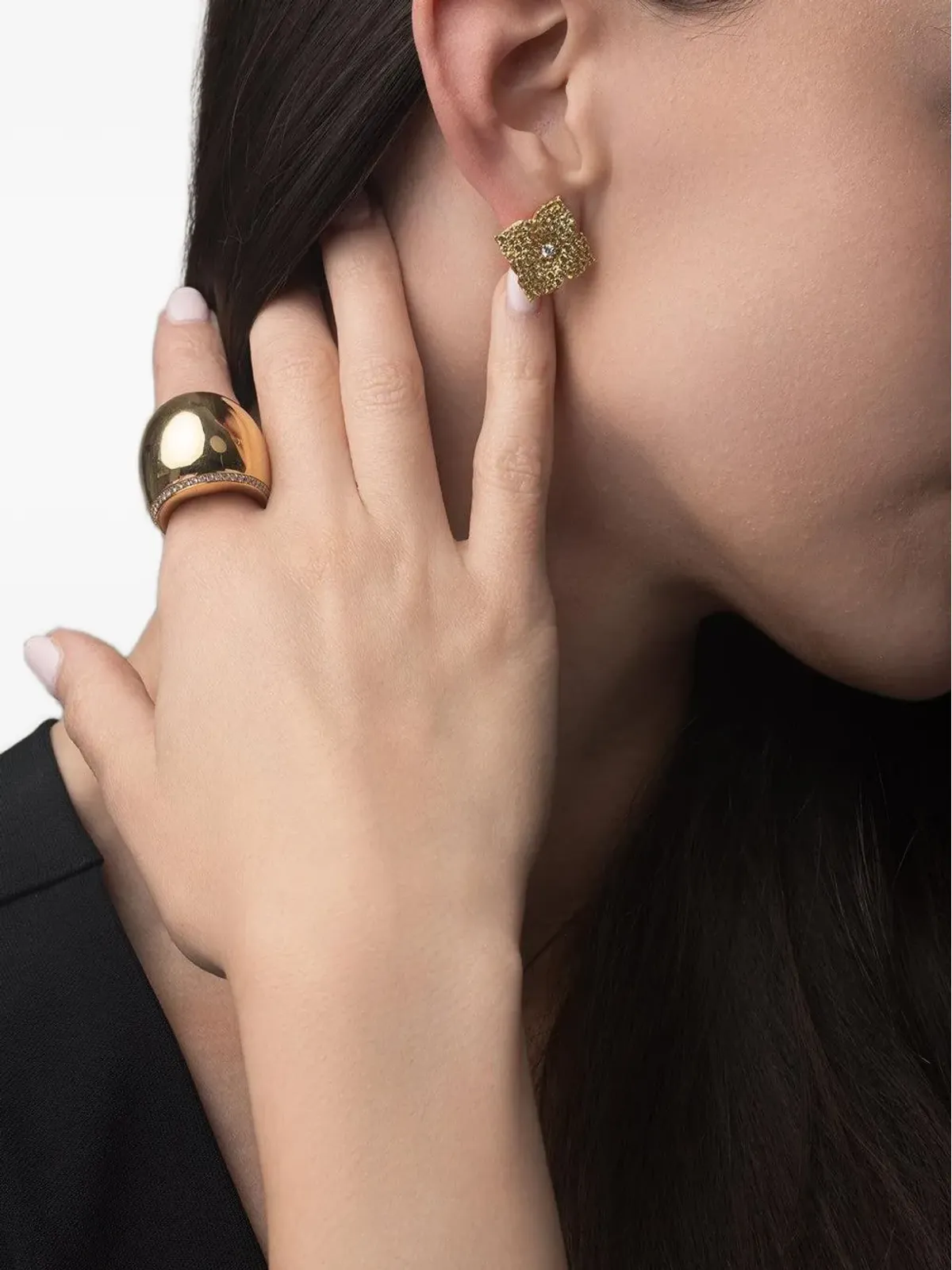 Piranesi 18K イエローゴールド 大型 Fiore サファイア イヤリング - 画像2