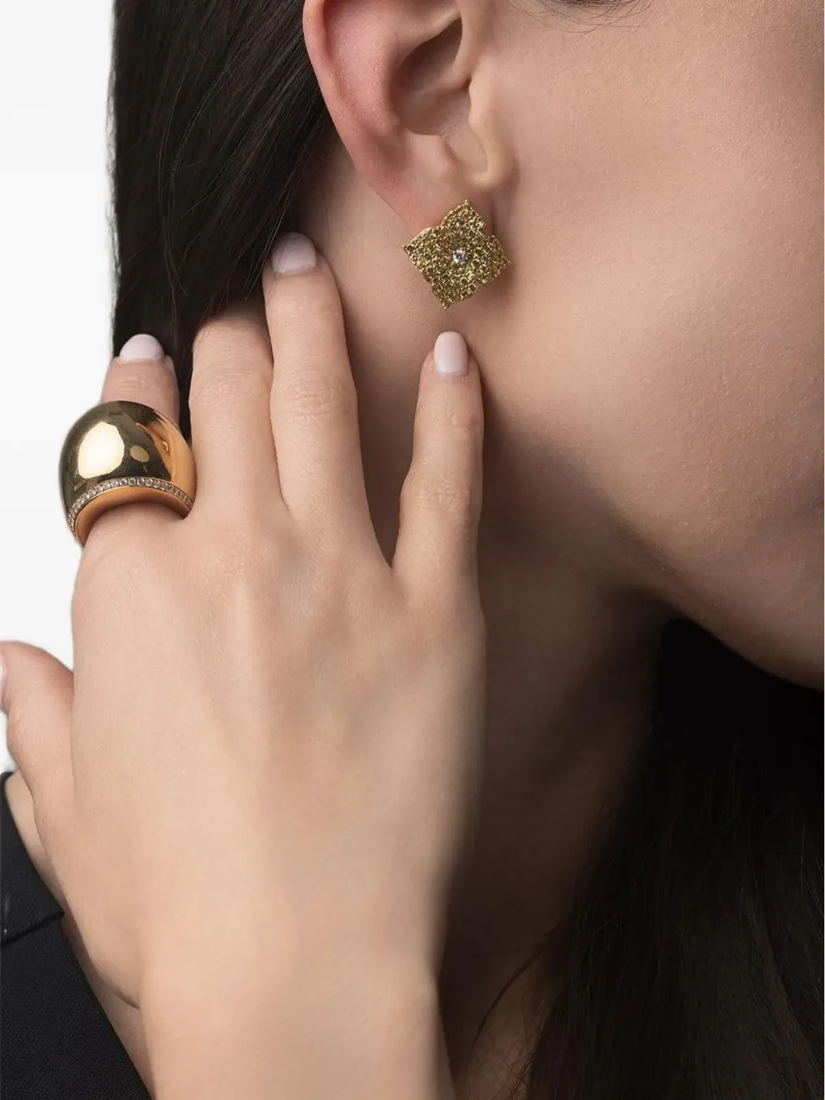 Piranesi 18K イエローゴールド 大型 Fiore サファイア イヤリング - 画像4