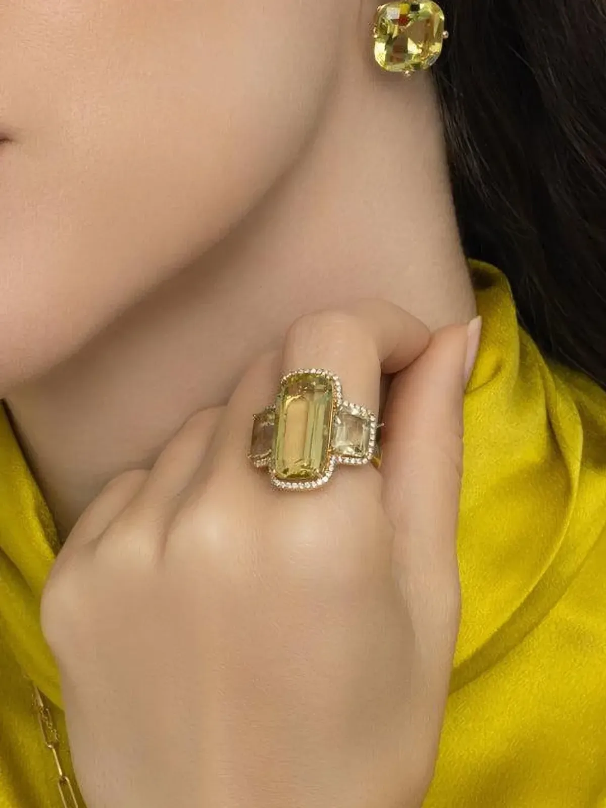 Goshwara 18K イエローゴールド Gossip Lemon Quartz イヤリング - 画像3