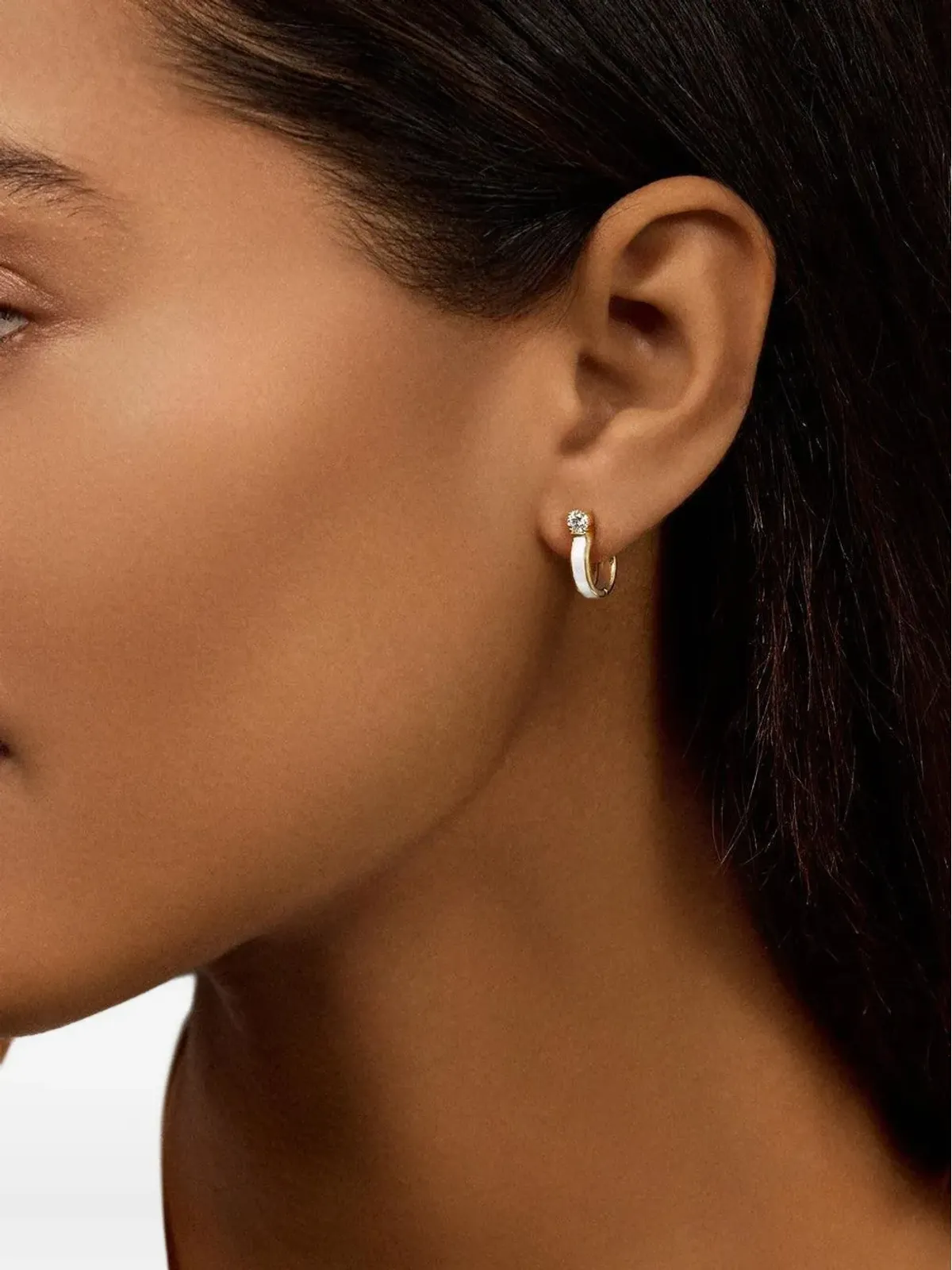 Melissa Kaye 18K ローズゴールド ハニー ダイヤモンド フープピアス - 画像2