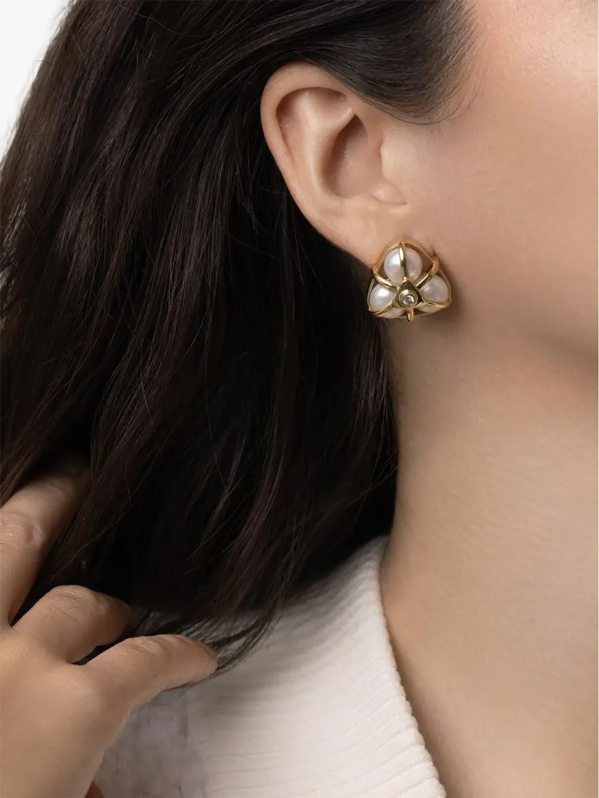 DENISE CASSOU 18K イエローゴールド ダイヤモンド イヤリング - 画像3