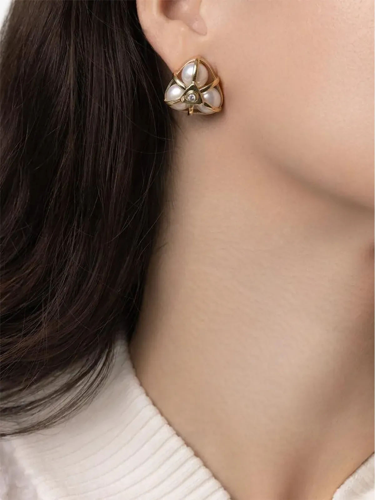 DENISE CASSOU 18K イエローゴールド ダイヤモンド イヤリング - 画像4