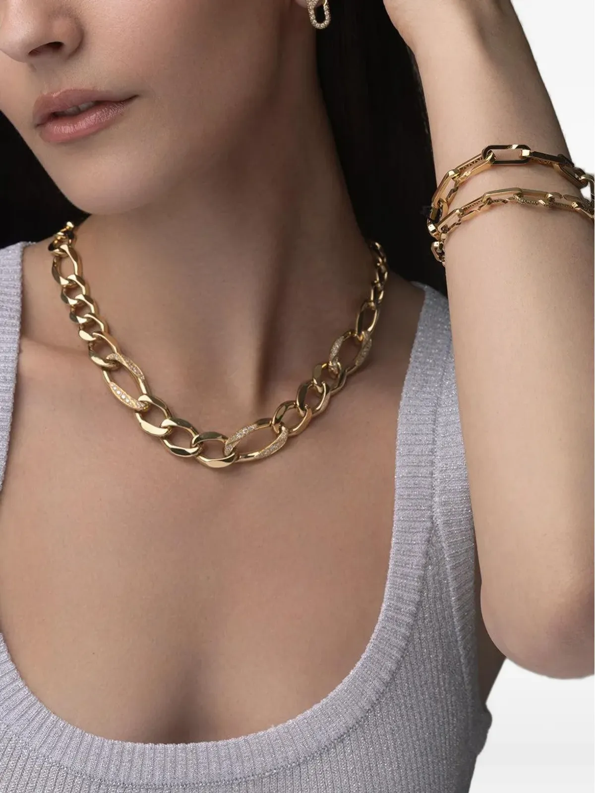 Bizzotto Gioielli 18K イエローゴールド ダイヤモンド リンク イヤリング - 画像2