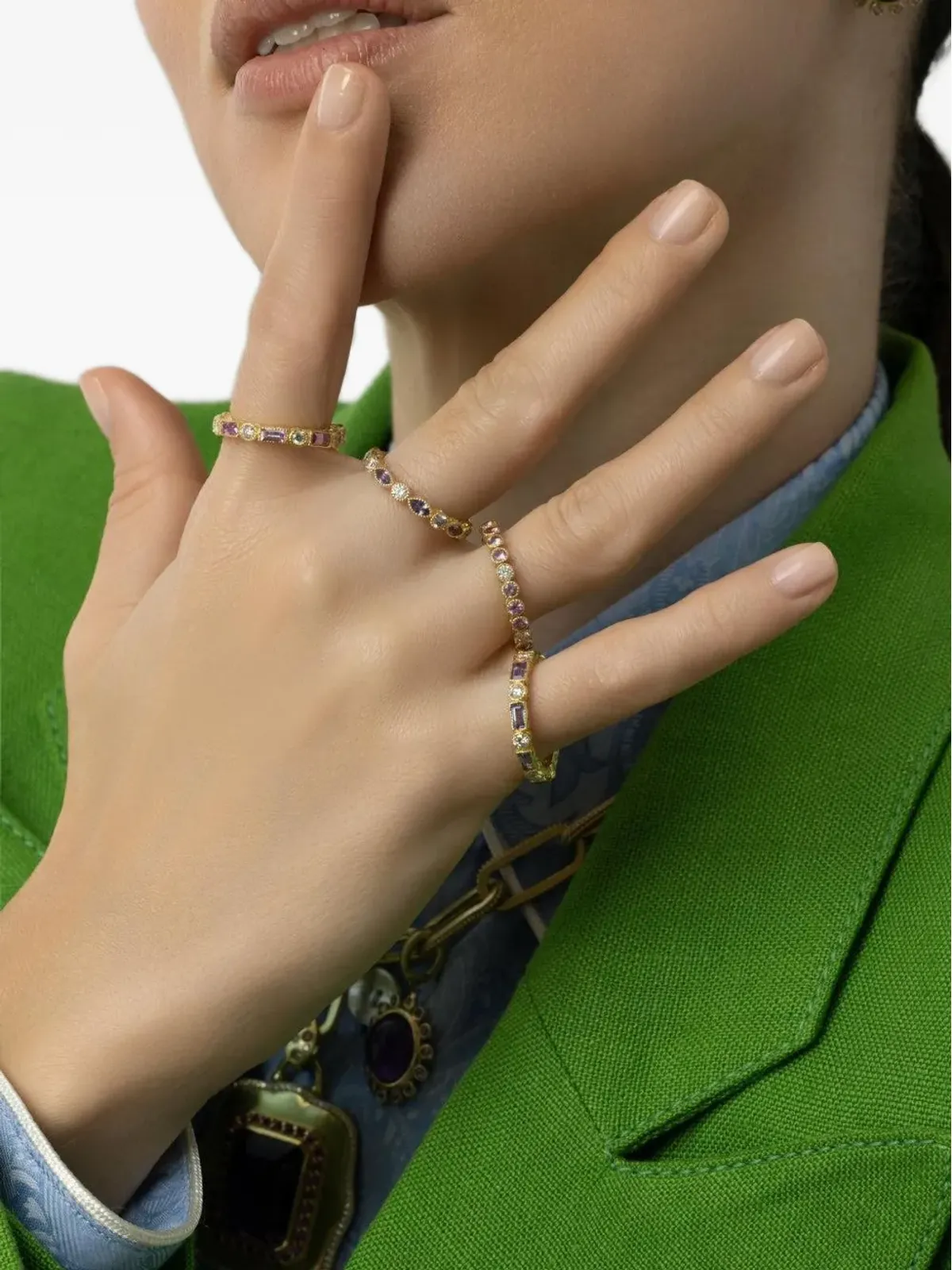 Tanya Farah 18Kゴールド サファイア エタニティリング - 画像3
