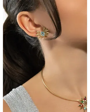 Carol Kauffmann 18Kイエローゴールド ファルファーレ ダイヤモンドとトパーズ イヤリング - サムネイル3