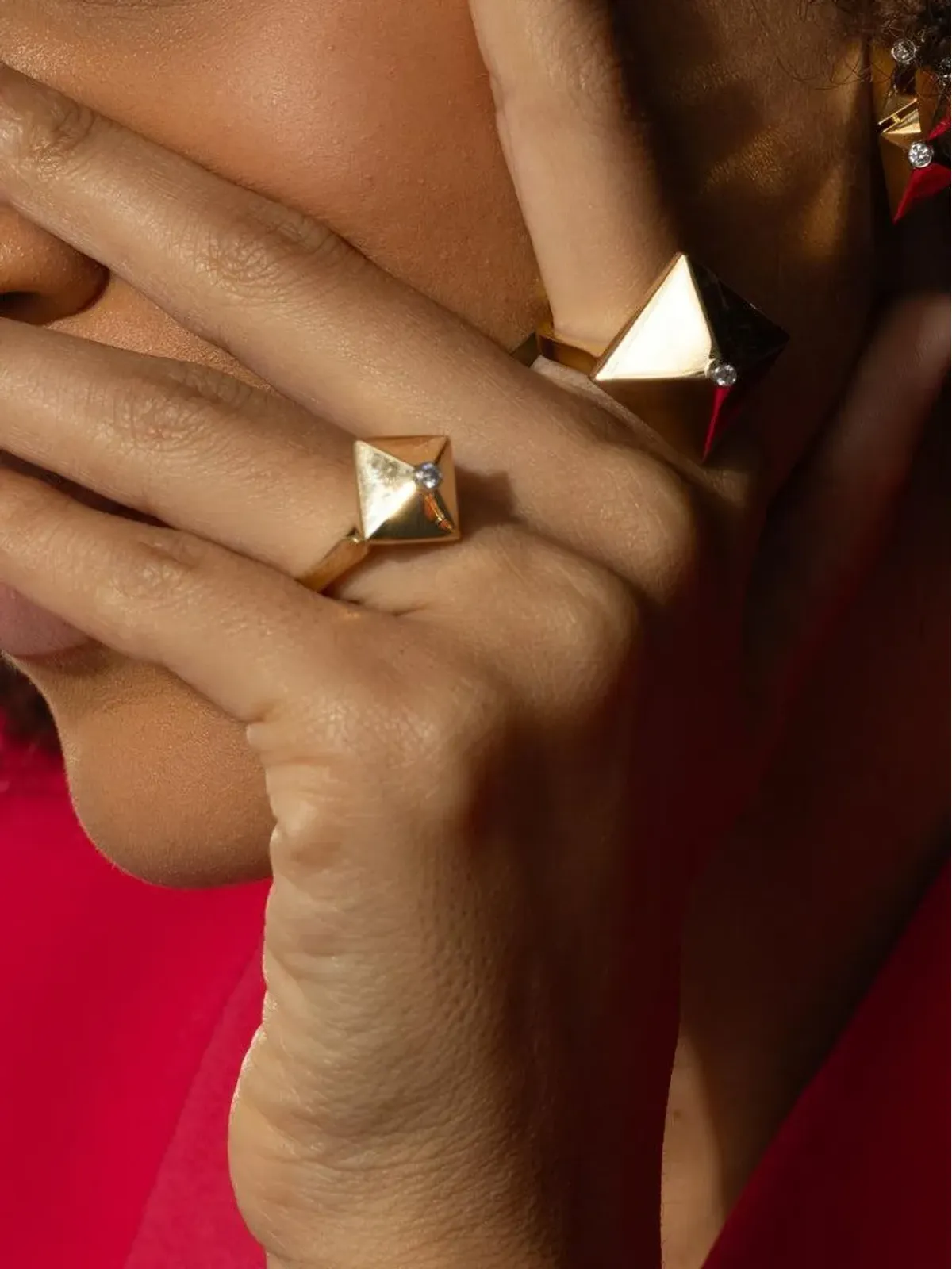 Brooks Brothers 18K イエローゴールド ミニ アクセント ピラミッド リング - 画像2