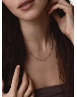 Jade Trau 18Kイエローゴールドとプラチナのポージー・ツートーン・ステーション・ダイヤモンドネックレス - サムネイル2