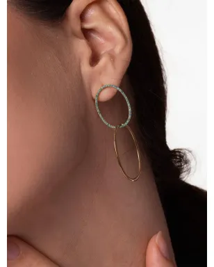 DEVON WOODHILL Yellow Gold Turquoise Double Circle Earrings - サムネイル2