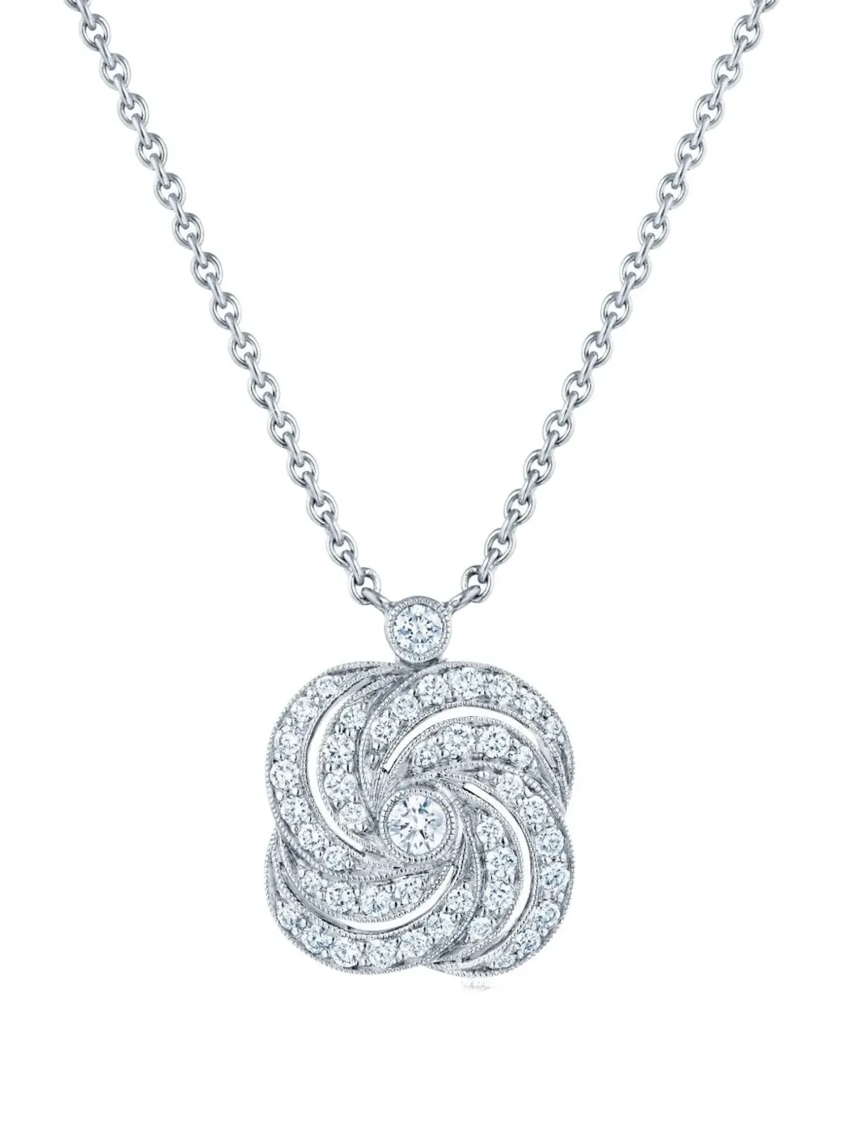 KWIAT Splendor Clover Swirl ダイヤモンド ペンダント ネックレス - 画像1