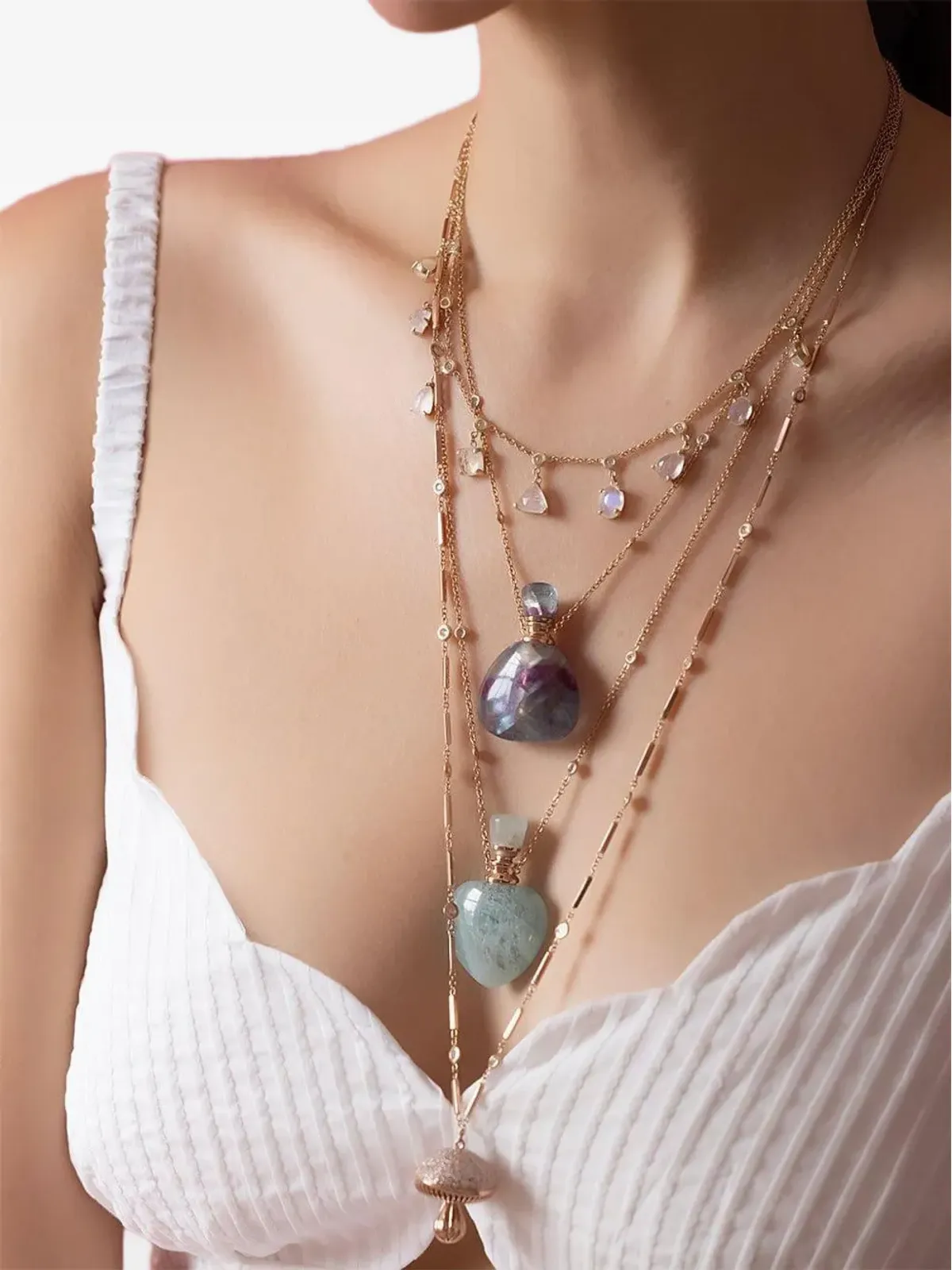 Jacquie Aiche ローズゴールド 14K アクアマリン ポーションボトル ネックレス - 画像2
