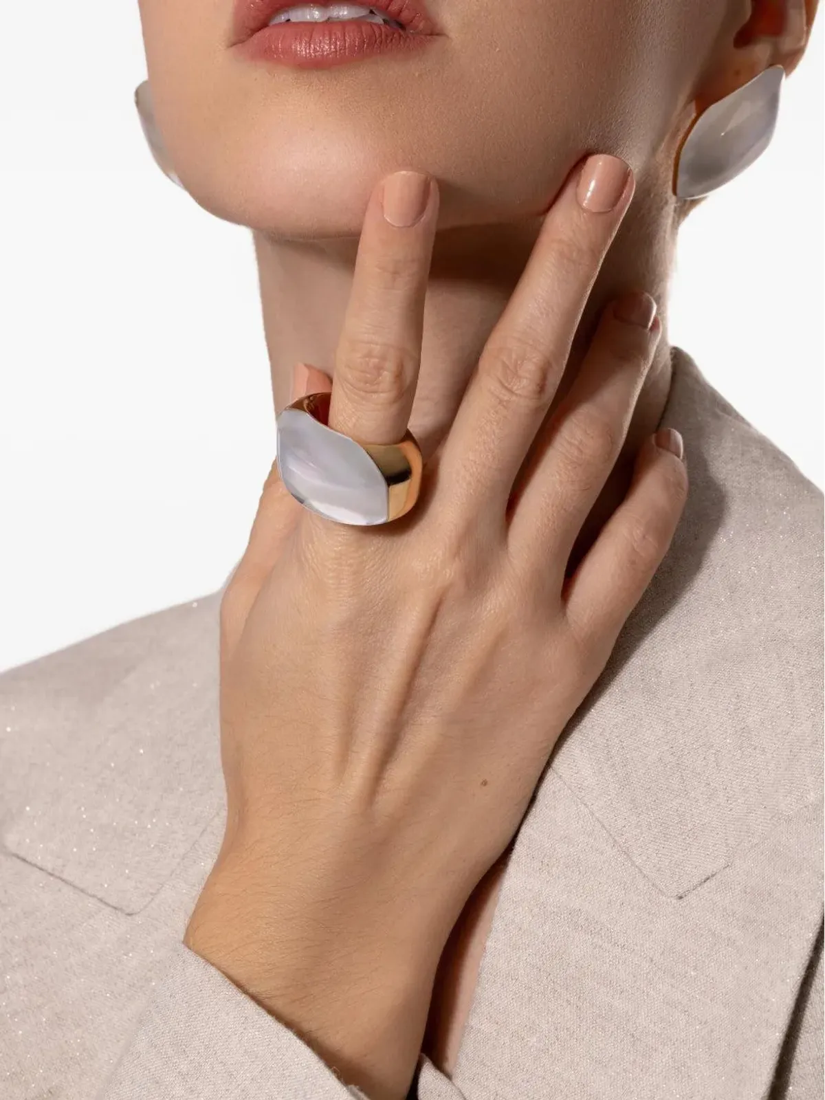 VHERNIER 18Kローズゴールド アルディーノ マザーオブパール リング - 画像4