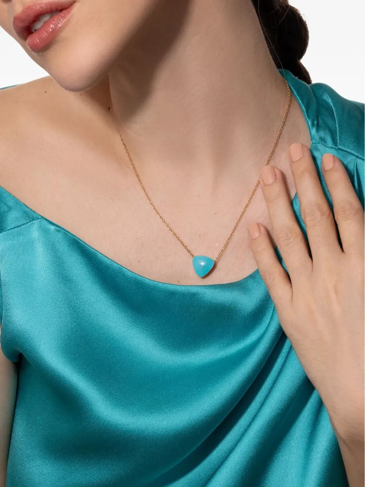 VHERNIER 18Kローズゴールド ロッククリスタル ターコイズ ペンダントネックレス - ブルー - 画像2