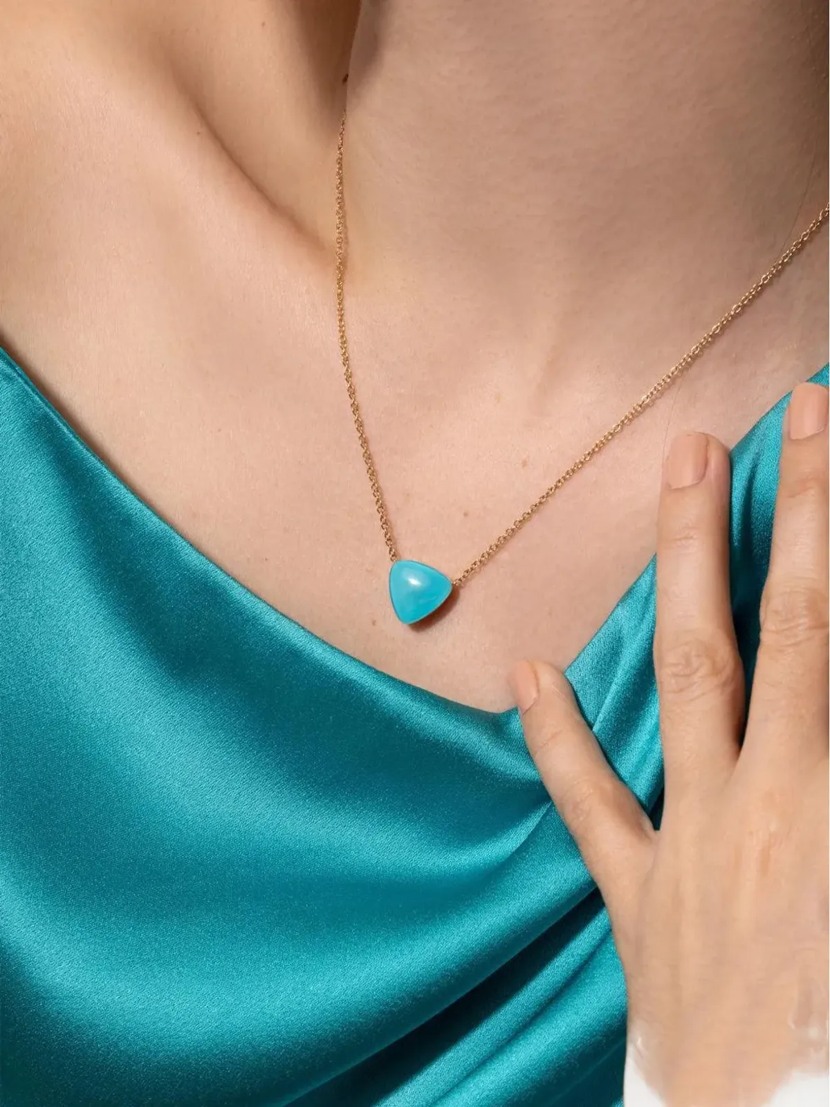 VHERNIER 18Kローズゴールド ロッククリスタル ターコイズ ペンダントネックレス - ブルー - 画像3