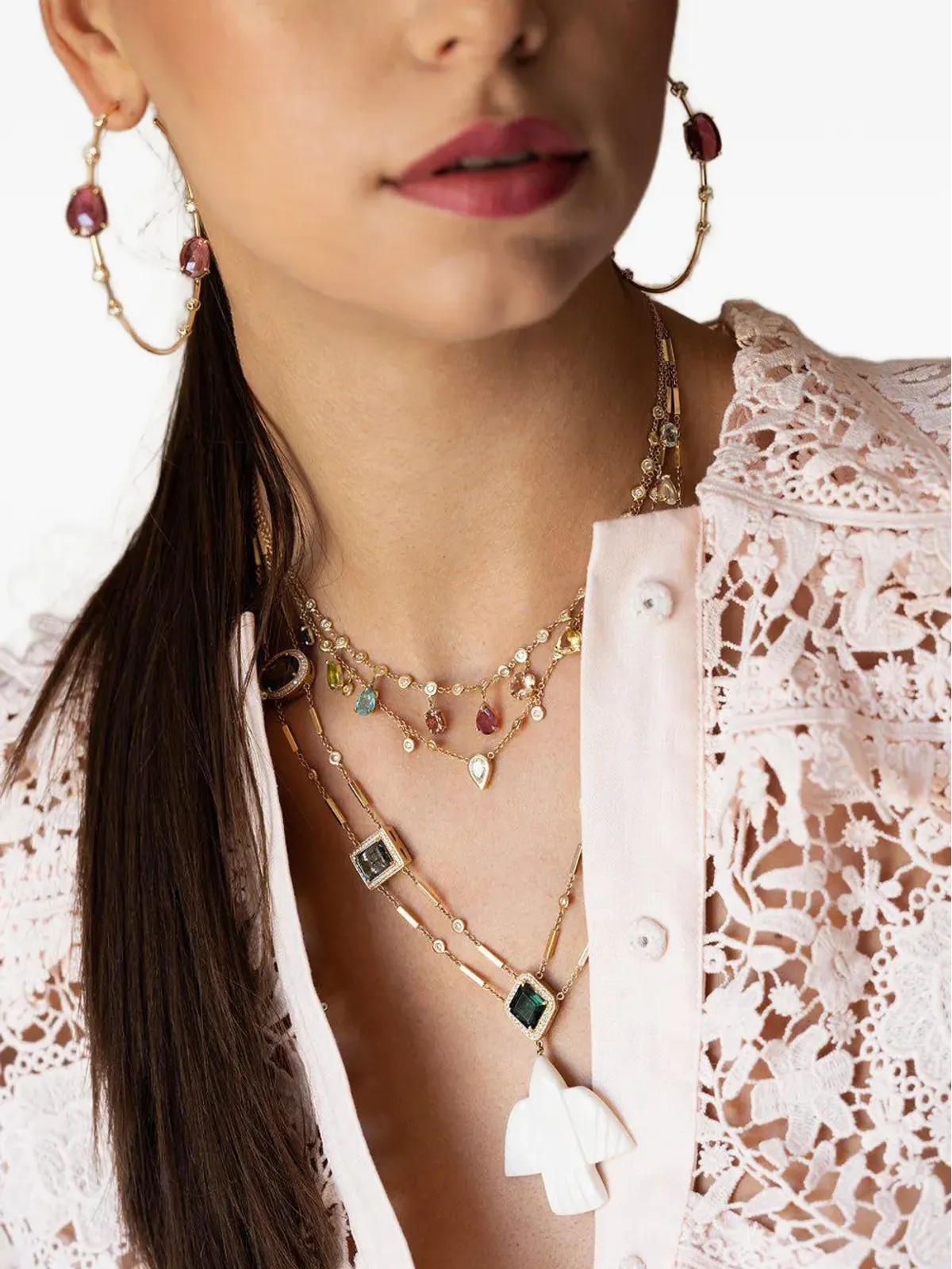 Jacquie Aiche 14K イエローゴールド ティアドロップ ダイヤモンド シェーカーネックレス - 画像3
