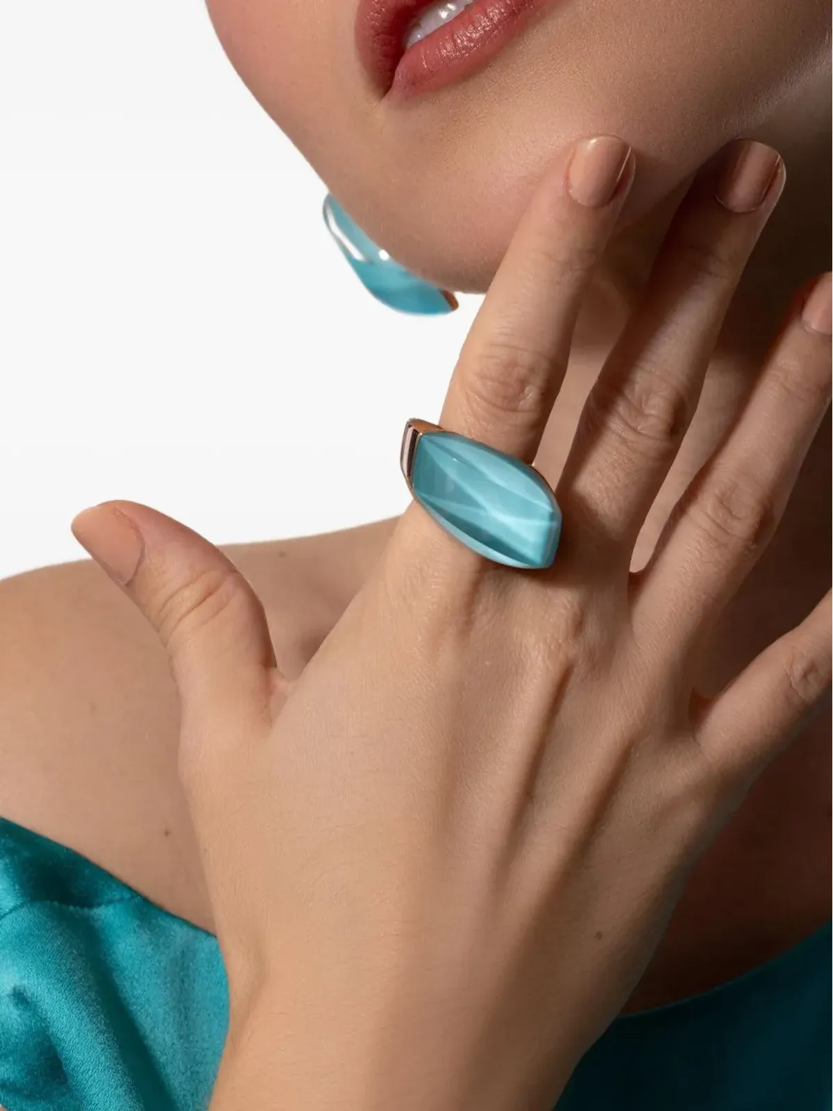 VHERNIER 18K rose gold Aladino turquoise ring - 画像2