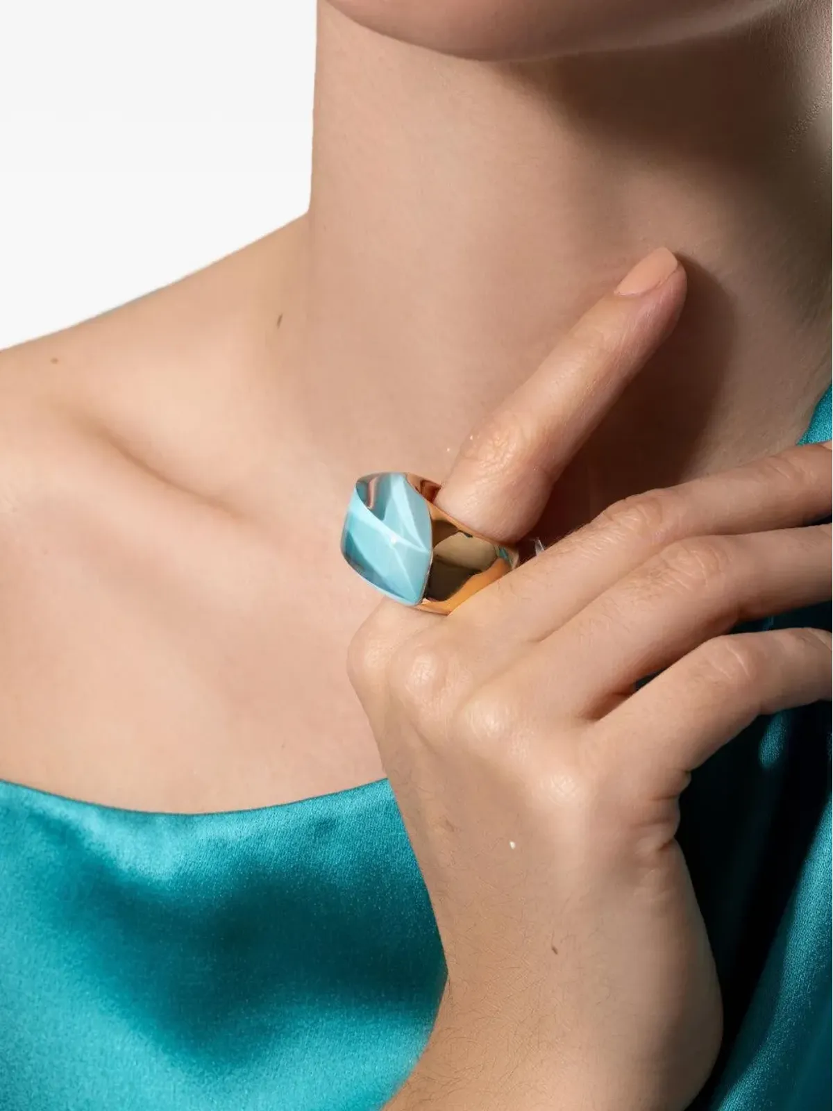 VHERNIER 18K rose gold Aladino turquoise ring - 画像3