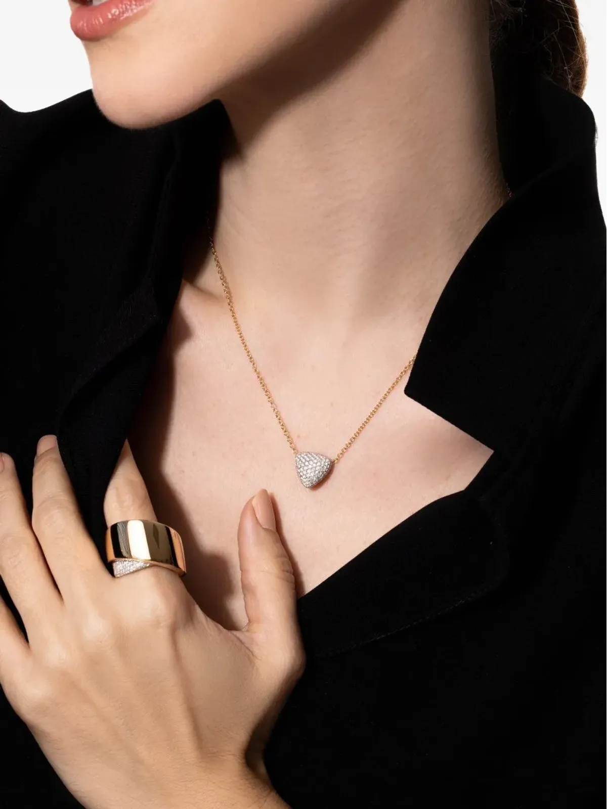 VHERNIER 18K ローズゴールド Freccia ダイヤモンド ネックレス - 画像4