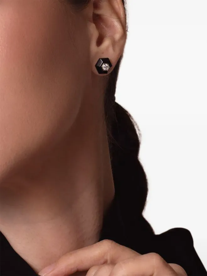 FRED LEIGHTON FRED LEIGHTON 18Kホワイトゴールド 六角形 ダイヤモンドと翡翠のイヤリング - ブラックの商品画像