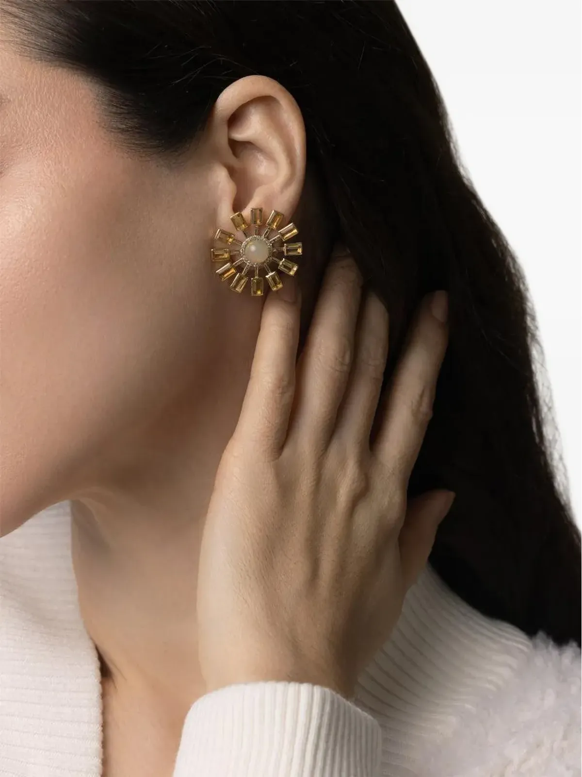 DENISE CASSOU 18K イエローゴールド オパール サンバースト イヤリング - 画像2