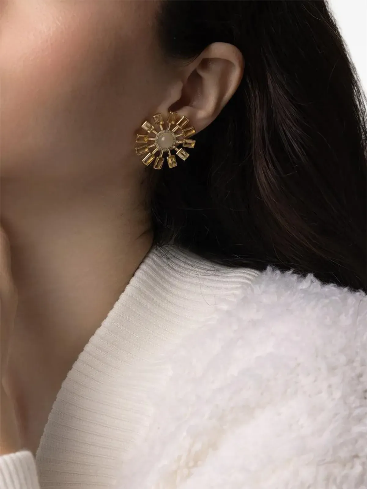 DENISE CASSOU 18K イエローゴールド オパール サンバースト イヤリング - 画像3