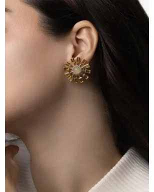 DENISE CASSOU 18K イエローゴールド オパール サンバースト イヤリング - サムネイル4