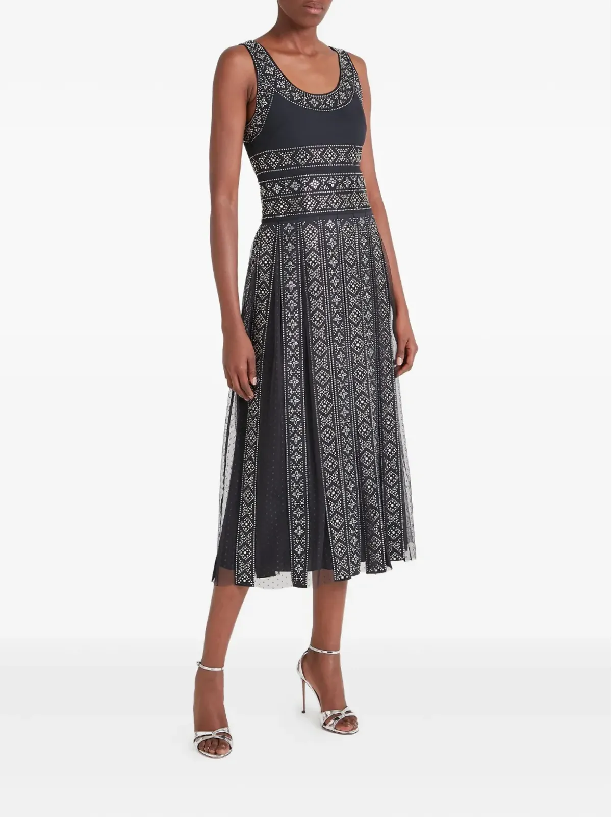 Temperley London エンベリッシュド プリーツ ミディドレス - ブラック - 画像3