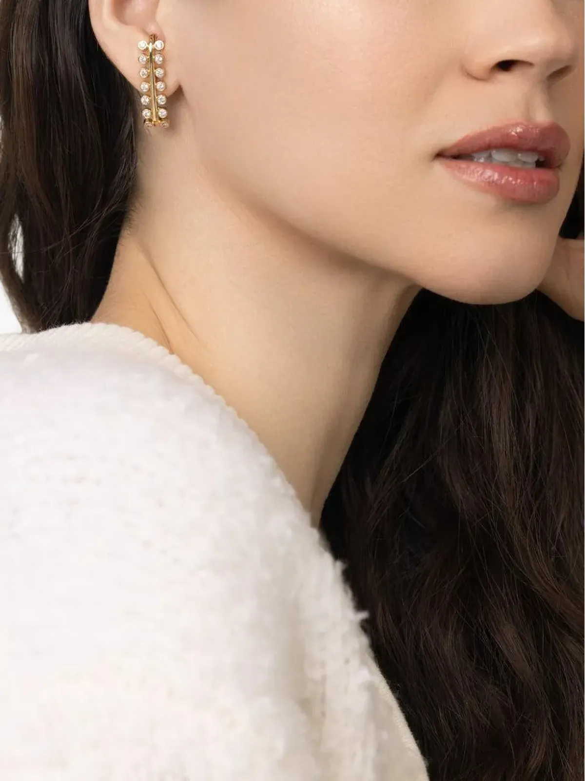 DENISE CASSOU 18K イエローゴールド ダイヤモンド列状イヤリング - 画像2