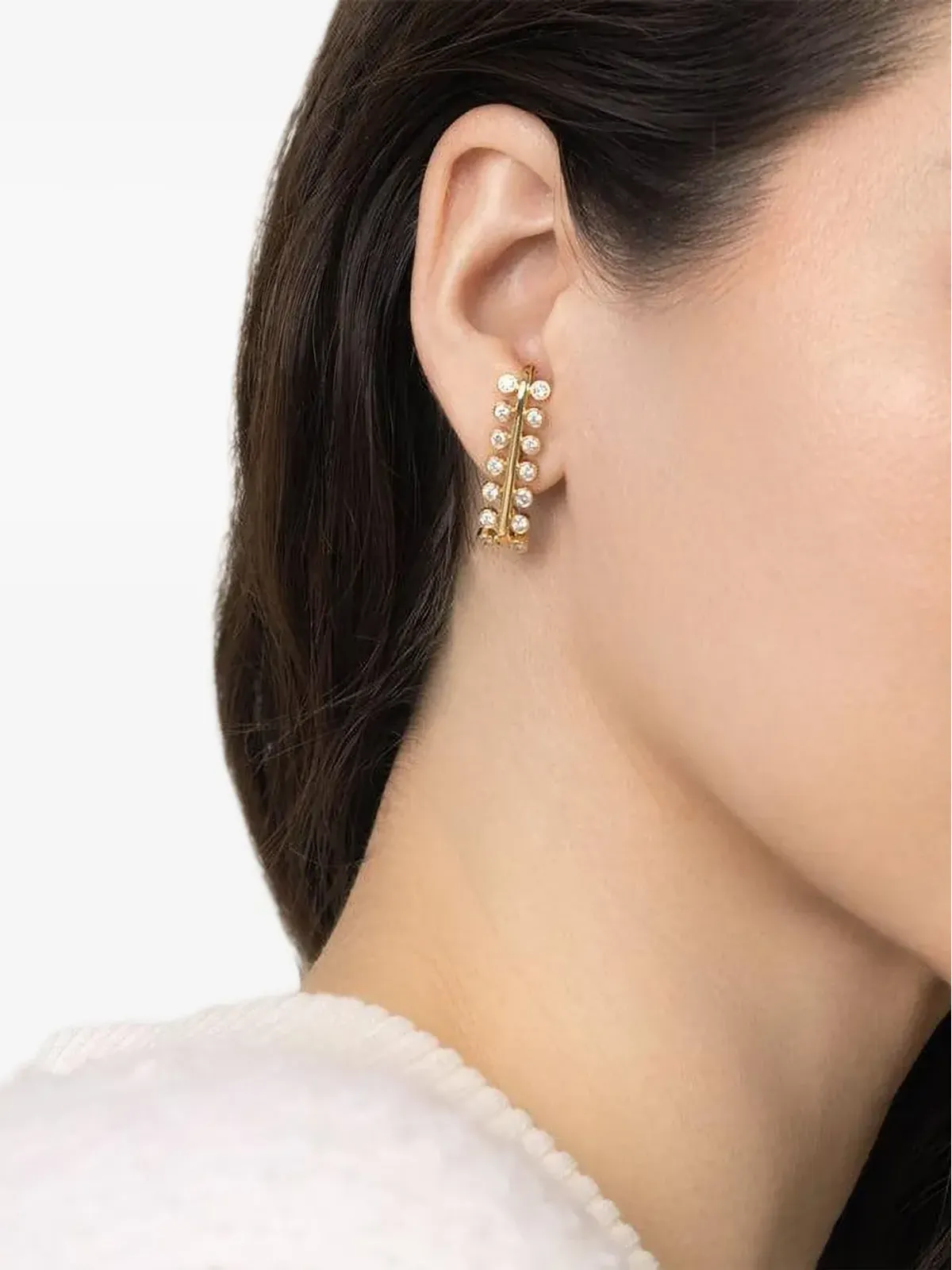 DENISE CASSOU 18K イエローゴールド ダイヤモンド列状イヤリング - 画像3