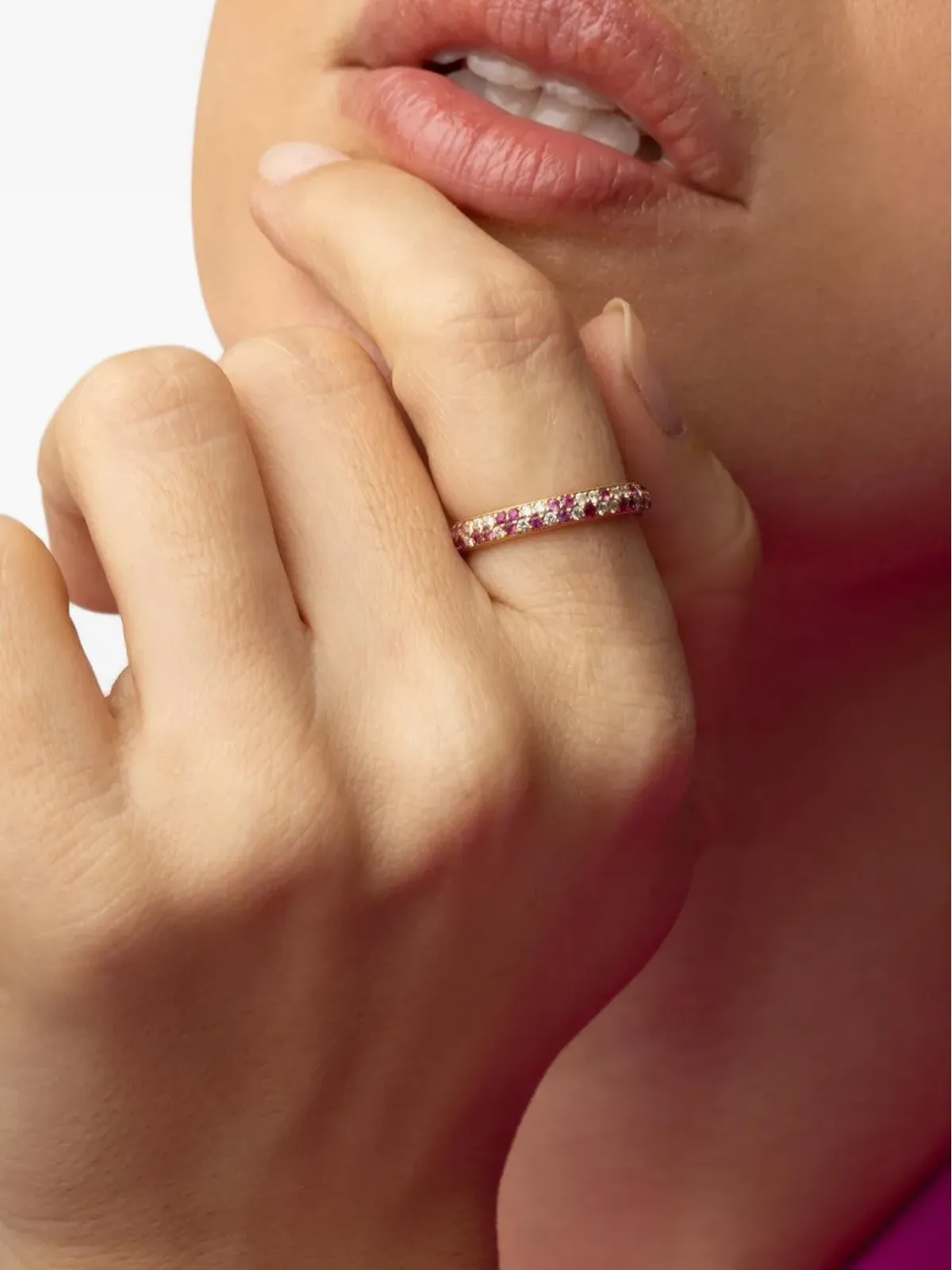 Jared Lehr 18K イエローゴールド ダイヤモンドとピンクサファイアのリング - 画像3