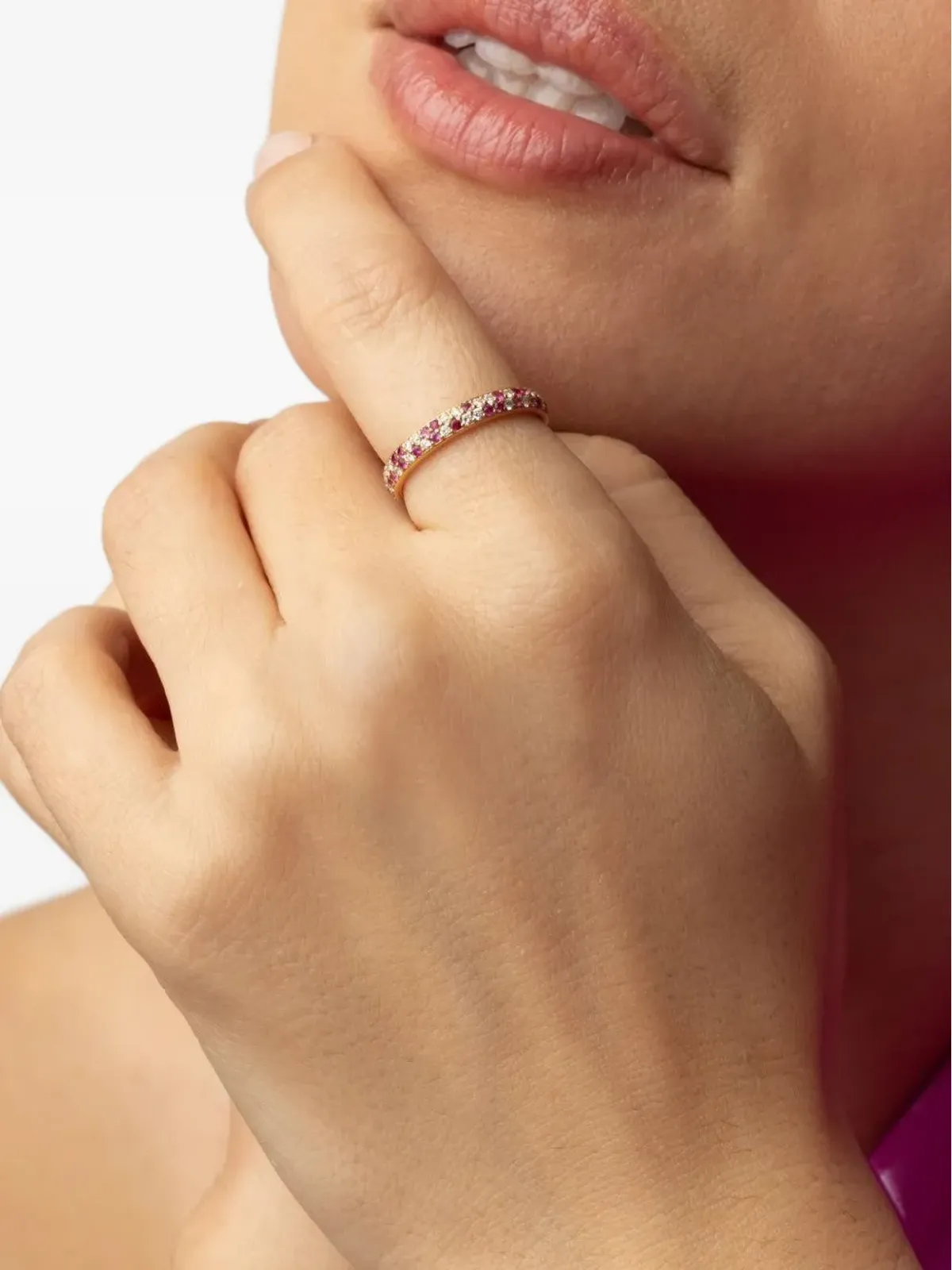 Jared Lehr 18K イエローゴールド ダイヤモンドとピンクサファイアのリング - 画像4