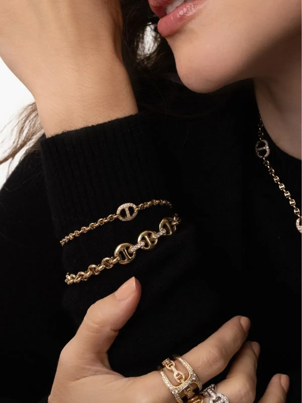 HOORSENBUHS 18K イエローゴールド ダイヤモンド ブレスレット - 画像3