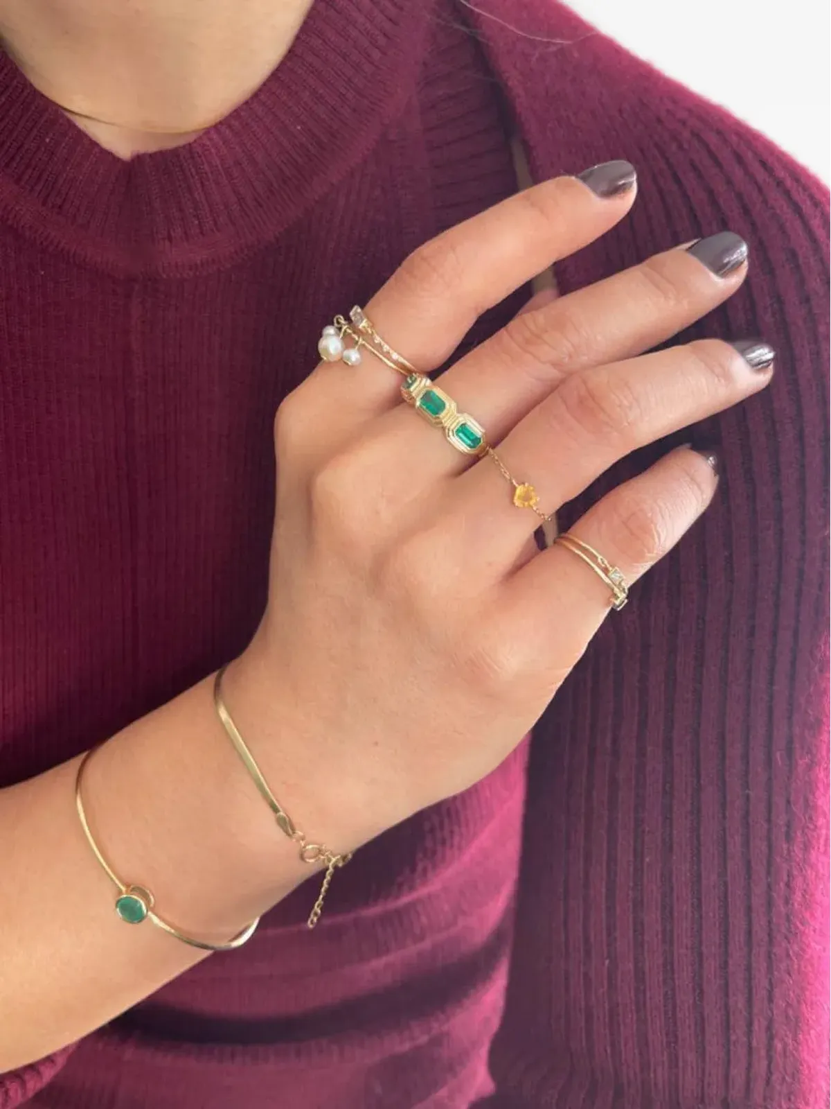 YI Collection 18K イエローゴールド Baxter エメラルドリング - 画像2