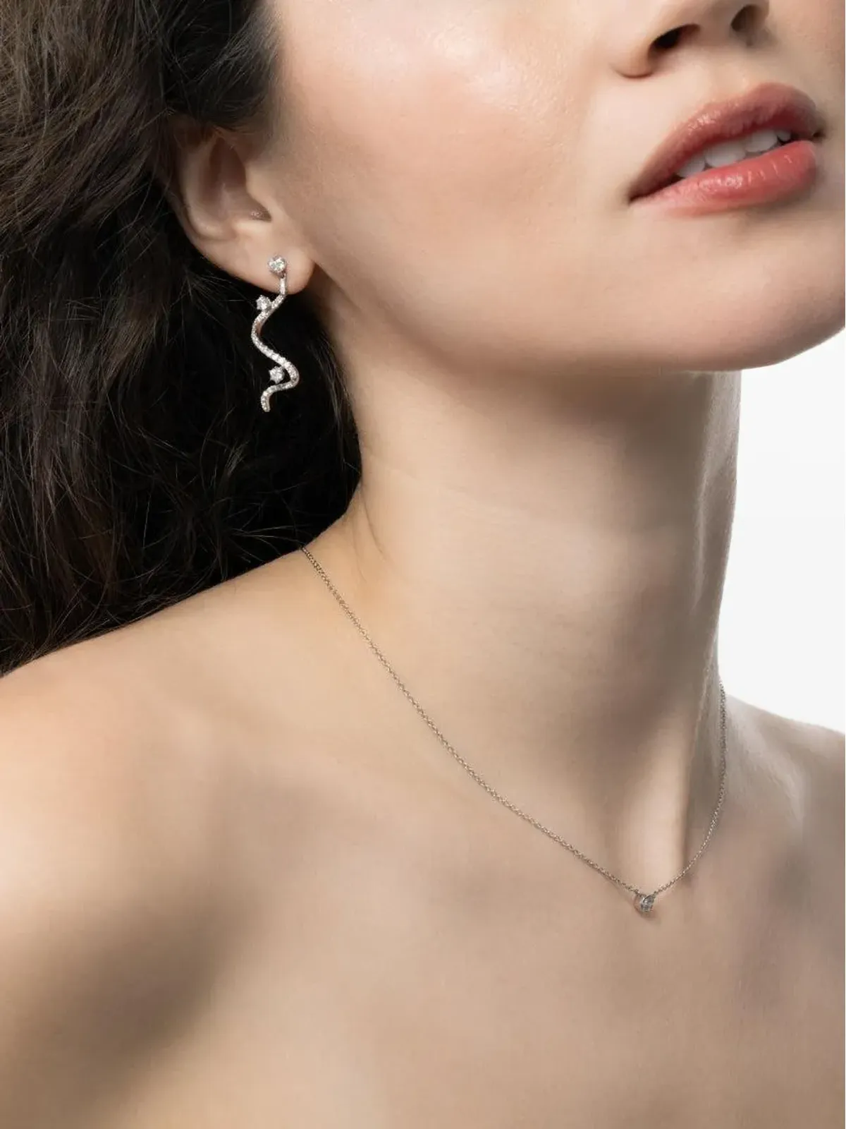 graziela 18K white gold Mega Swirl diamond earrings - Silver - 画像2