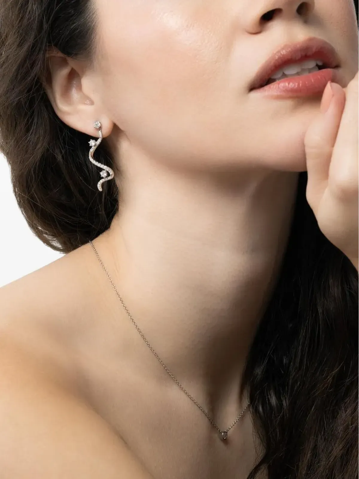 graziela 18K white gold Mega Swirl diamond earrings - Silver - 画像3