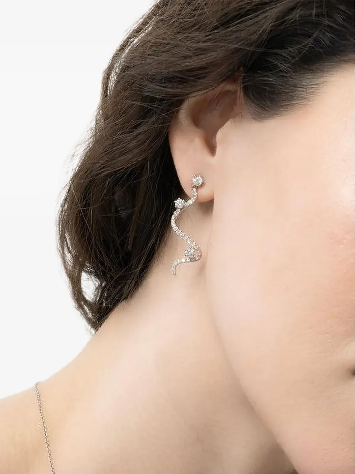 graziela 18K white gold Mega Swirl diamond earrings - Silver - 画像4