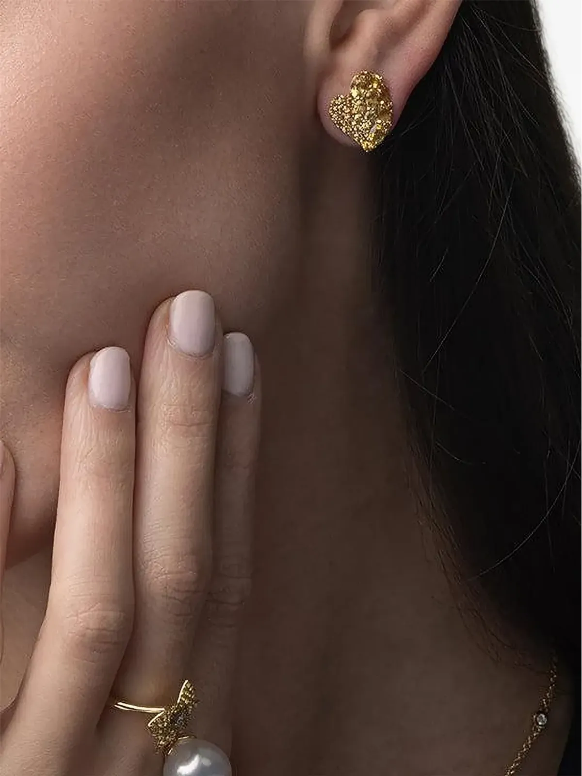 Piranesi 18K イエローゴールド ハートウェーブ サファイア イヤリング - 画像4