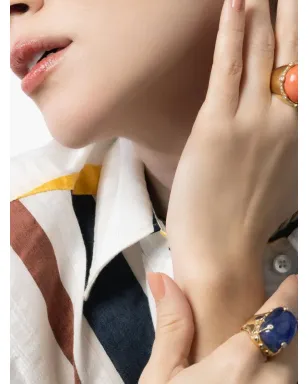 DENISE CASSOU 18K イエローゴールド ダイヤモンド コーラル エメラルド イヤリング - サムネイル3