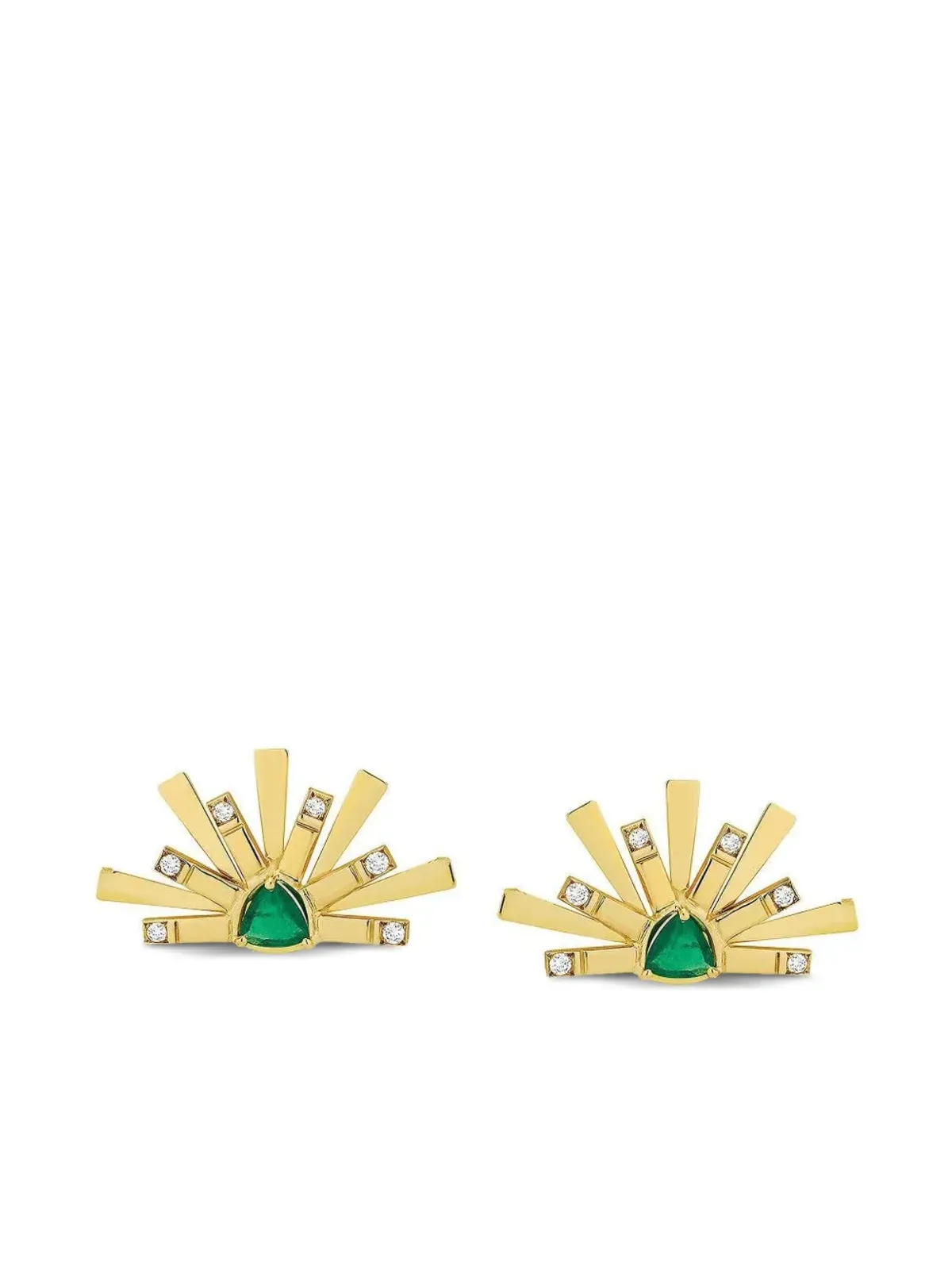 Carol Kauffmann 18K イエローゴールド サンエメラルド イヤリング - 画像1