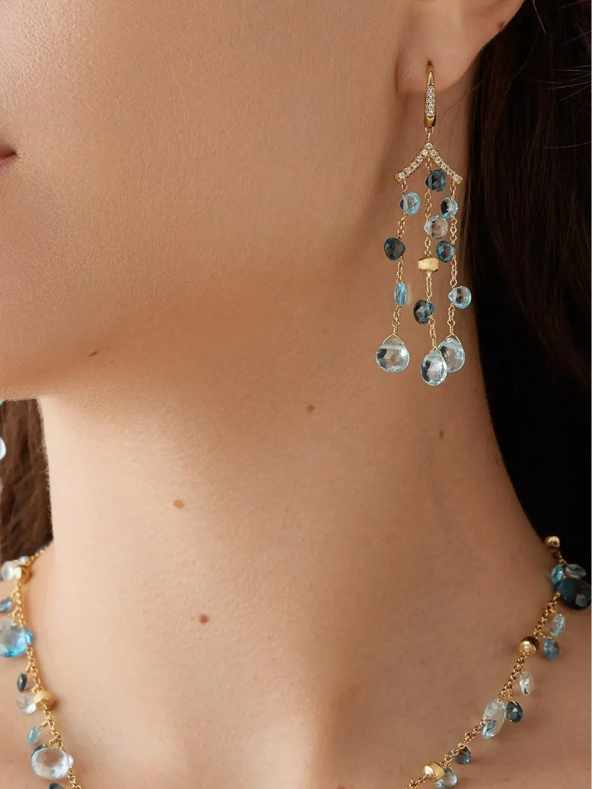 Marco Bicego 18K イエローゴールド ダイヤモンド トパーズ イヤリング - 画像2